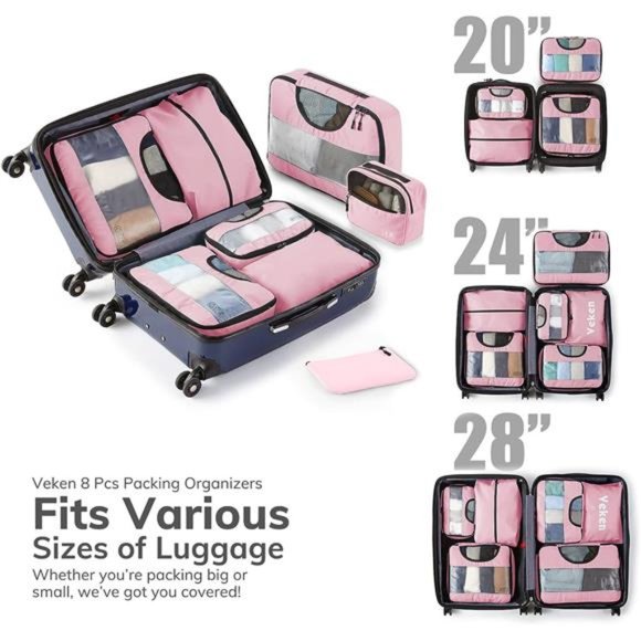 8Pcs Packing Cubes for Suitcases Organizer Bags Set for Travel Essentials Bags - Picture 7 of 7